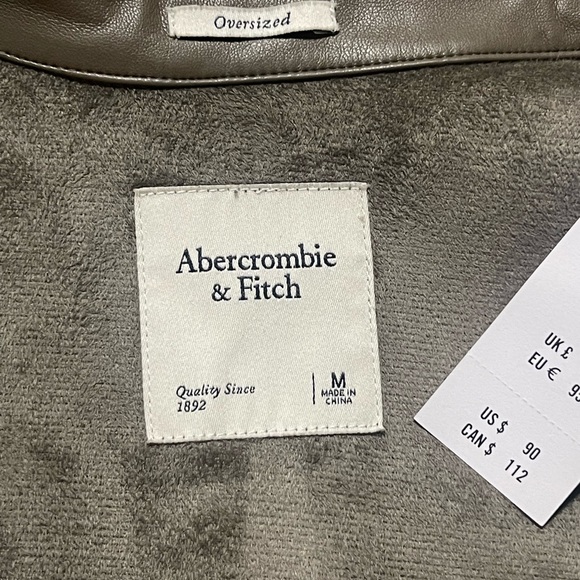 NWT Abercrombie & Fitch Oversized Vegan Leather Shirt - Picture 3 of 5